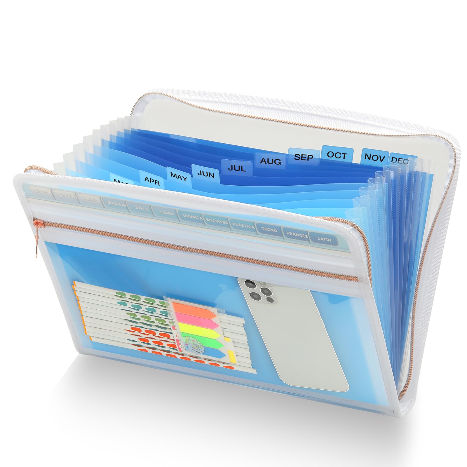 Photo 1 of **MINOR DENT ON SPINE*** H4D 13 Pocket Expanding File Folder Organizer, Blue, 8.5-x-11-inch