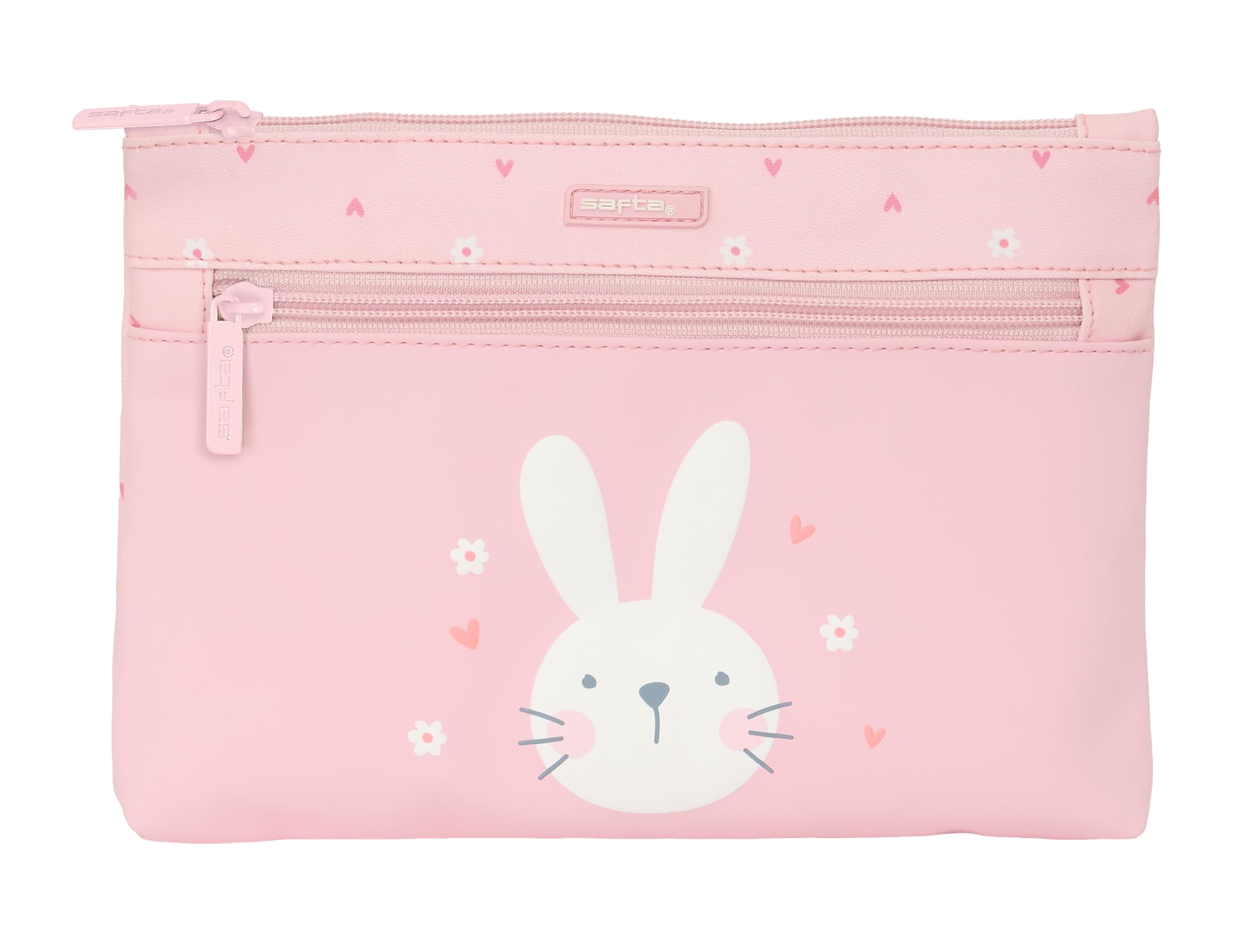 Safta Preschool Bunny – Large School Pencil Case, Double Zipper, Children's Pencil Case, Comfortable and Versatile, Easy Cleaning, 23 x 3 x 16 cm, Pink, Pink, Estándar, Casual