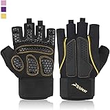 Trideer Double Protection Weight Lifting Gloves, Padded Gym Gloves for Extra Grip, Breathable & Ultralight Workout Gloves for Men & Women