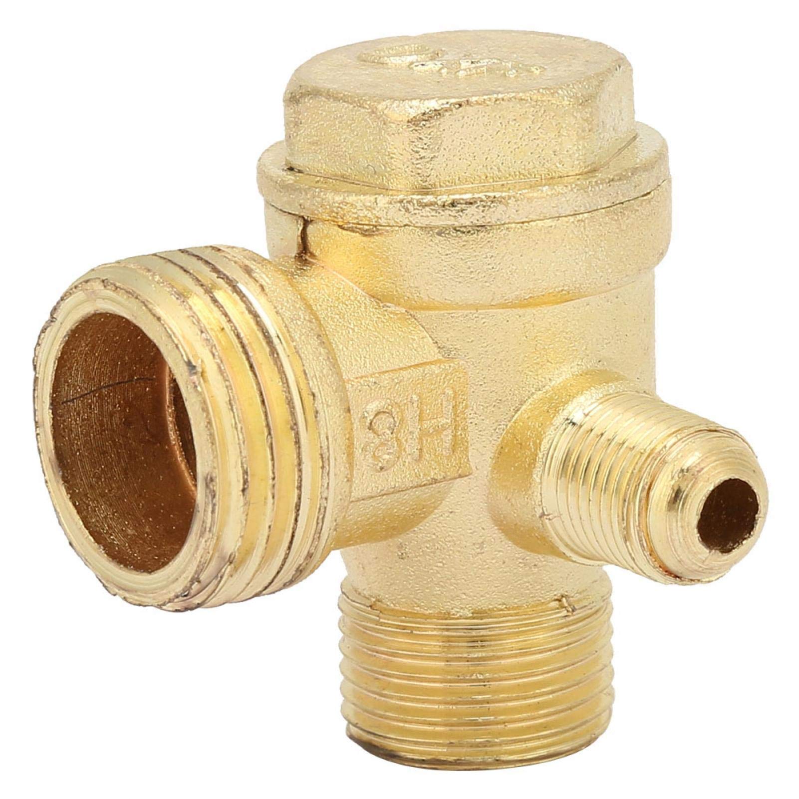 3-Way Air Compressor Valve, Zinc Alloy Three-Way Unidirectional Check Valve Connect Pipe Fittings, 1/2" 3/8" Male Thread Pneumatic Accessory