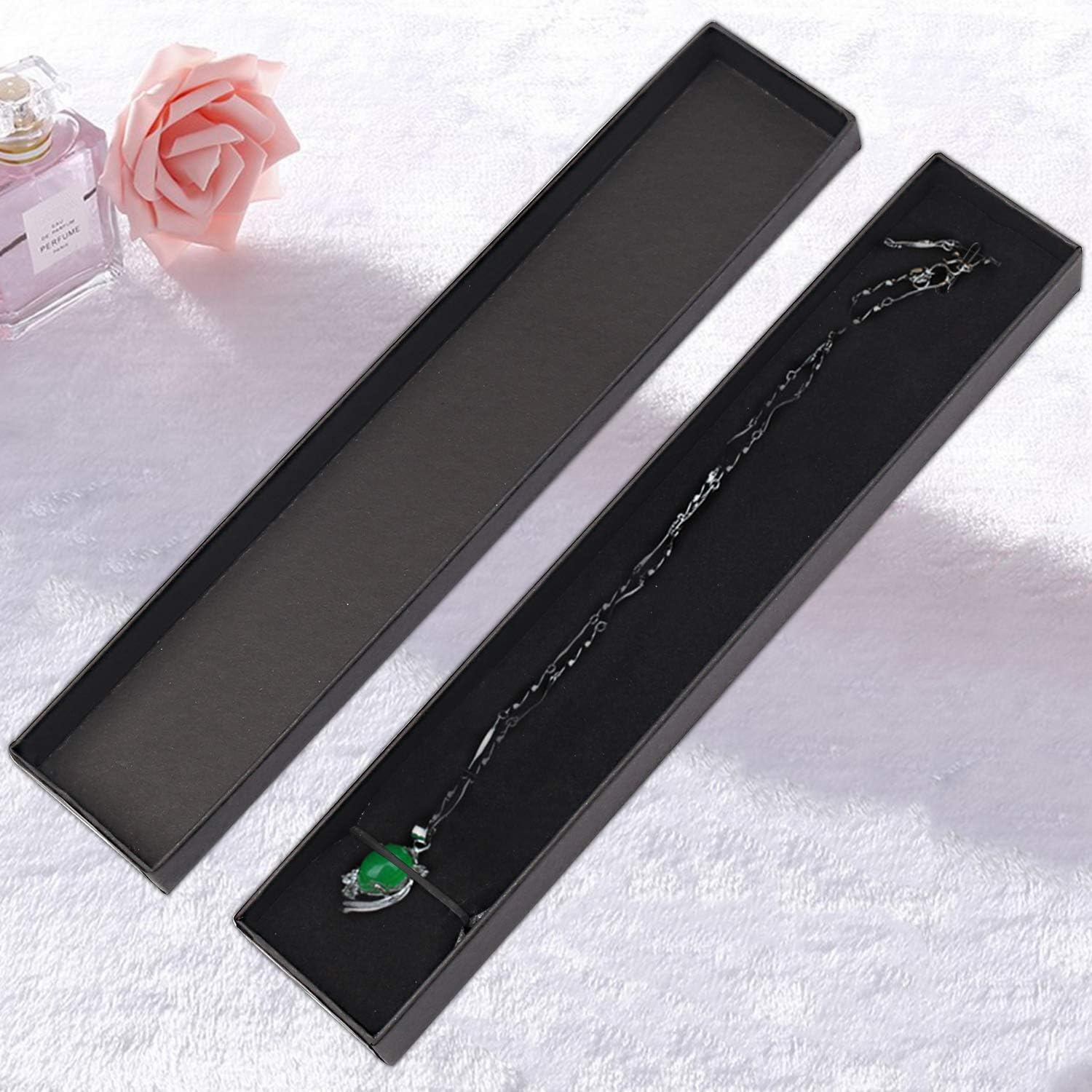 Bracelet Gift Box, 4 * 21 * 2cm Black Long Necklace Case, Kraft Gift Box for Neckalce Earrings Chain Jewelry - Image 5