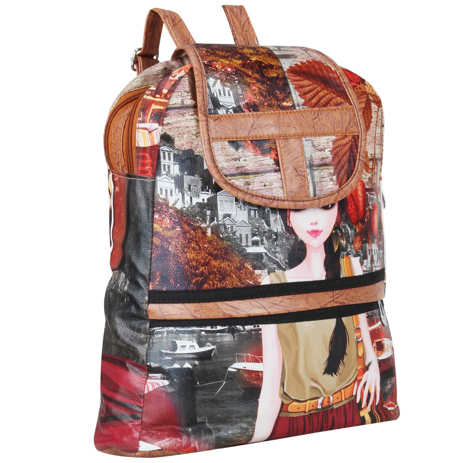 aadhunik libaas printed stylish office, tution, college & travelling backpacks for girls