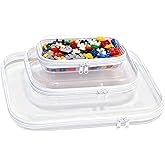 3PCS Clear Hard Plastic Zipper Case, Double Zippers Hard Pouch, Portable Travel Organizer Bin Clear Makeup Bag for Toy Storage, Snack Bag, Cosmetics, Pencil Case, Diaper Bag, Toiletry Bag (1L+1M+1S)