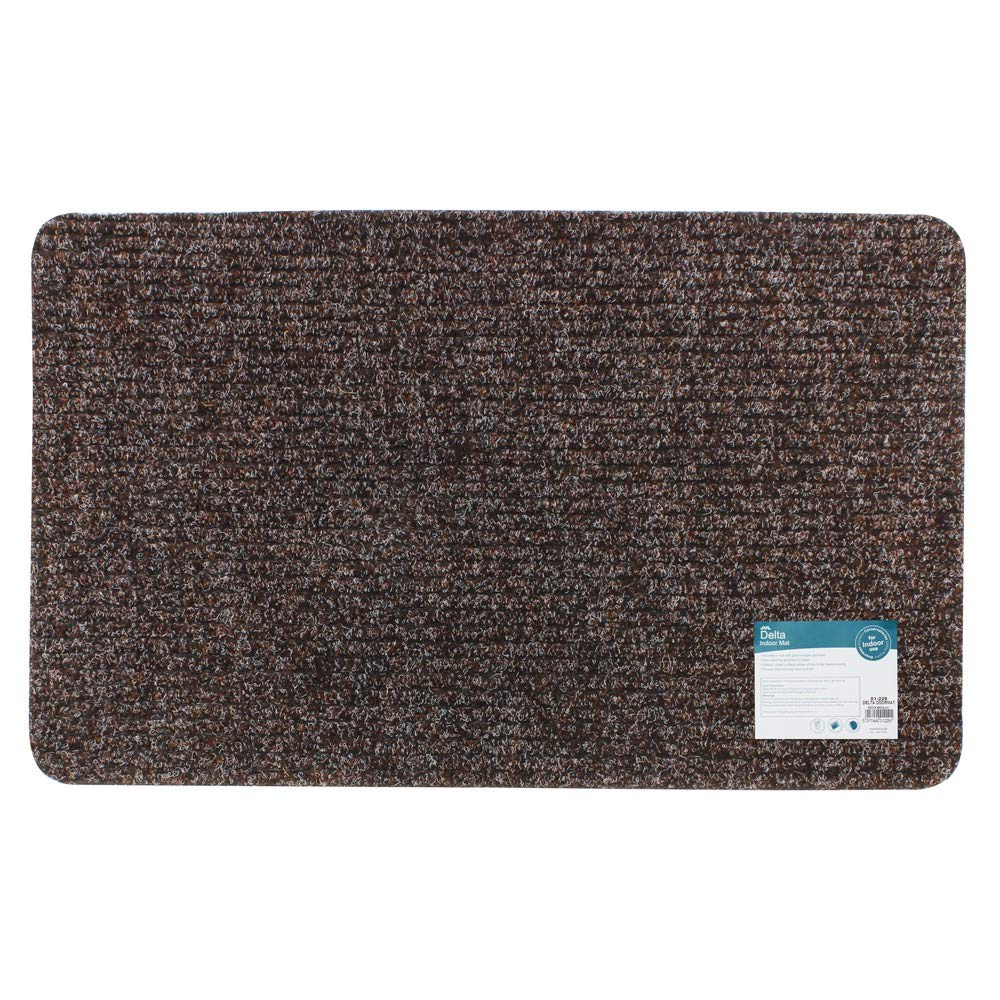 JVL 01-229BR Delta Ribbed Lightweight Indoor Entrance Door Mat, Brown, 80 x 50 cm
