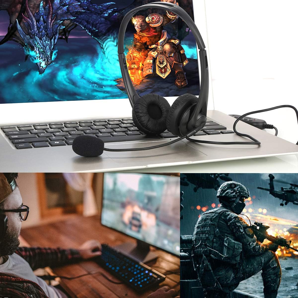 Josopa Cuffie USB con Microfono a Cancellazione di Rumore E Controlli in  Linea Cuffie con Filo per PC Leggere Cuffie per Insegnamento Aziendale per  Skype Webinar Telefono Cellulare Call Center Accessori urban-earth.co.uk