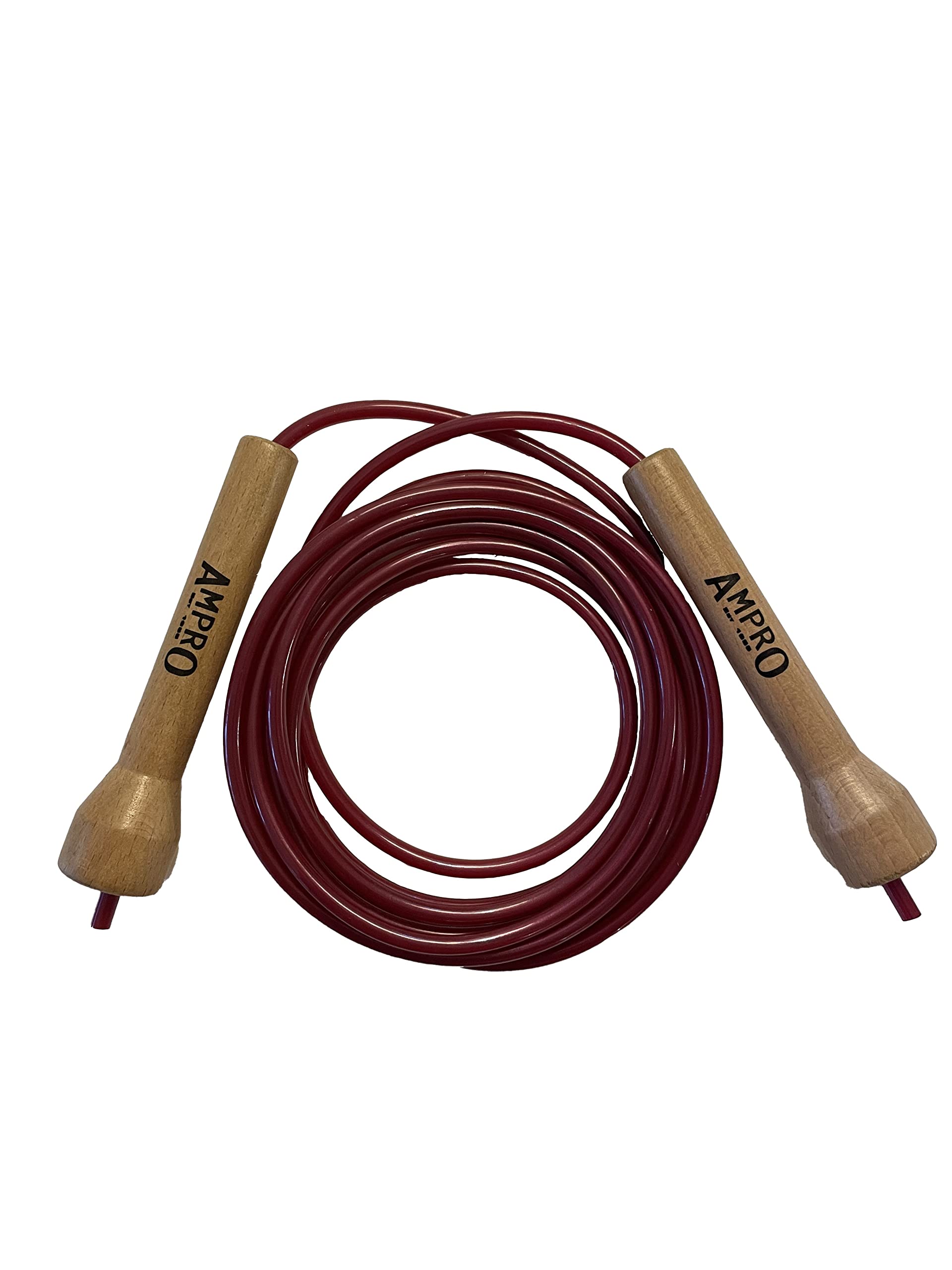 AMPRO Adjustable Deluxe Wooden Handle 10ft Speed Rope - Skipping Rope