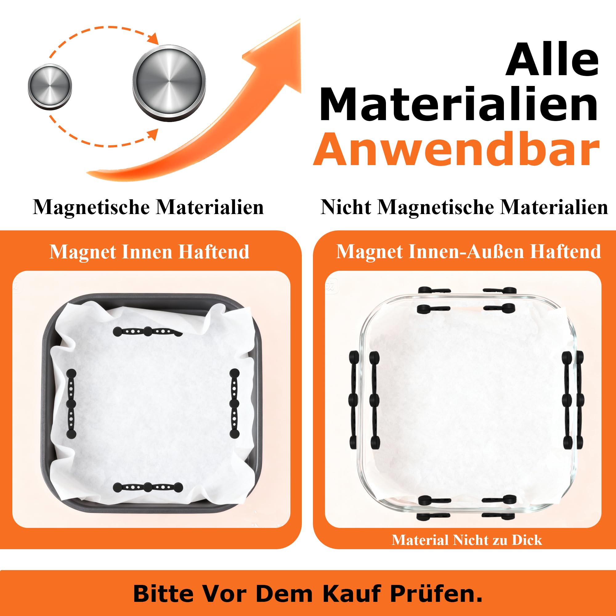 12 Stück Magnete für Airfryer Backpapier, hitzebeständig zum Kochen, Backen 4