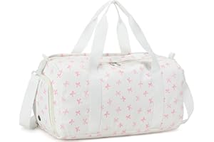 BTOOP Duffle Bag for Girls Kids Gym Sports Women Workout Travel Bag Weekender with Shoe Compartment and Wet Pocket (Pink Bow)