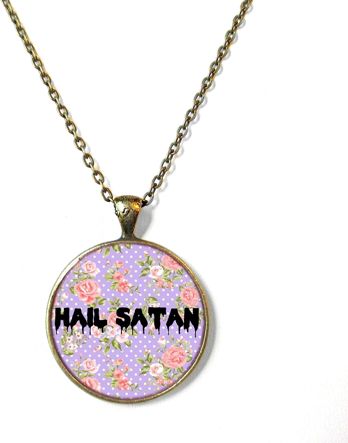 Polka Dot and Pink Hail Satan Necklace, 18