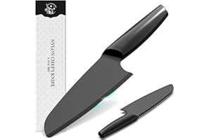 AILUROPODA 2 PCS Nylon Knife for Nonstick Pans Nylon Knife Set for Cutting Fruits, Veggies and Bread Black