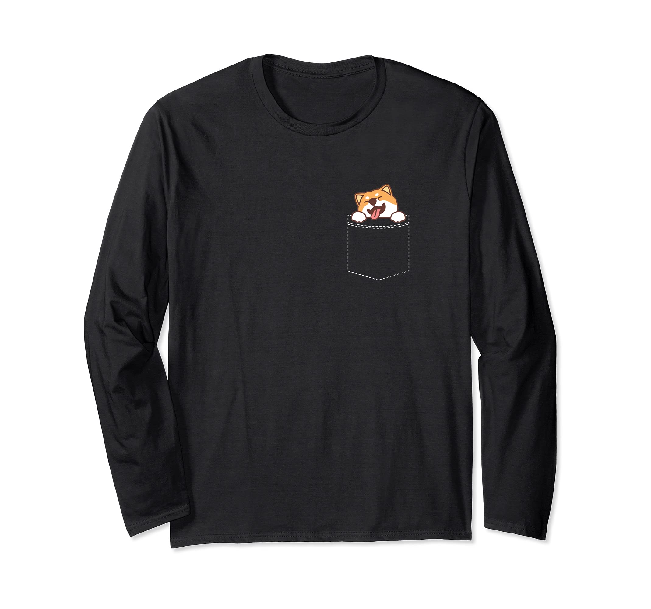 Happy Shiba Inu Dog in a Pocket Cute Shiba Inu Dog Design Long Sleeve T-Shirt