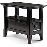 SIMPLIHOME Amherst SOLID WOOD 14 Inch Wide Rectangle Transitional Narrow Side Table in Hickory Brown, For the Living Room and