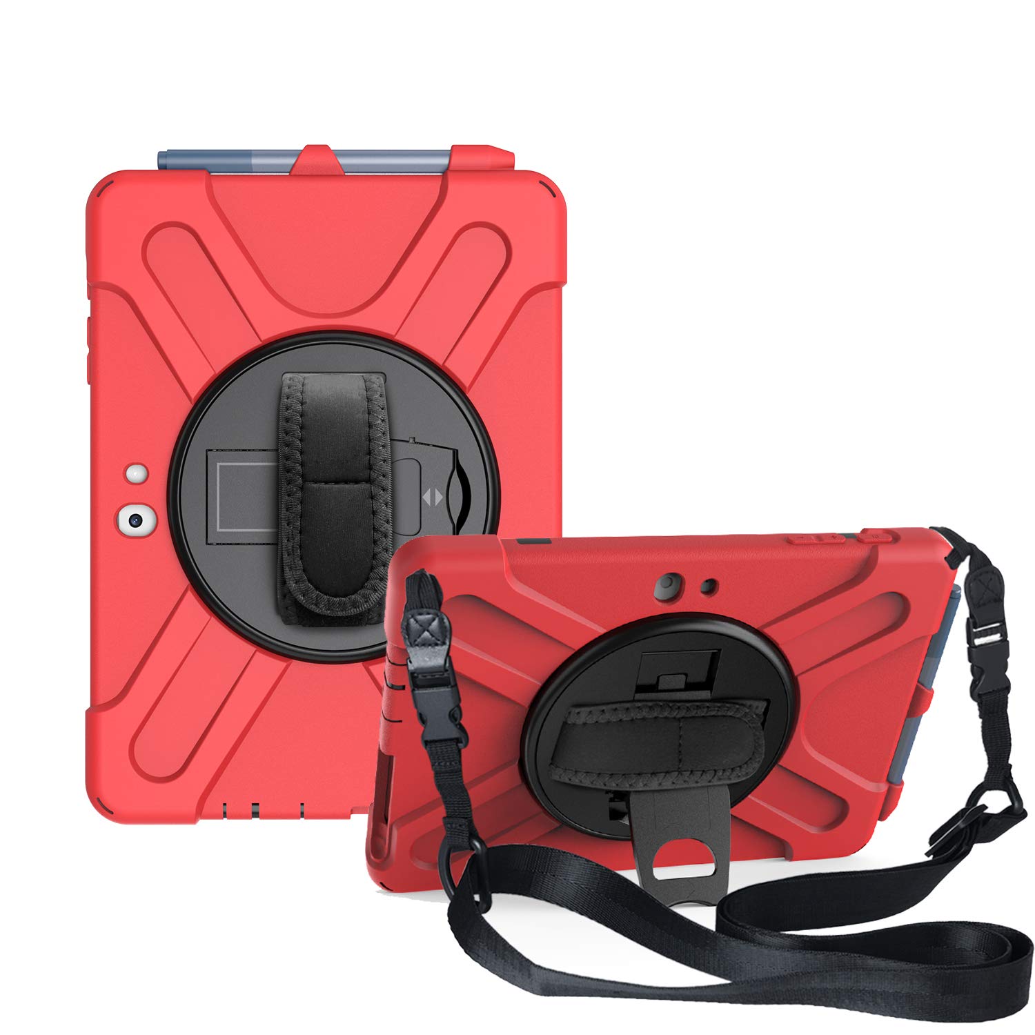 RLTech Case for Surface Go 2, 360 Rotating Heavy Duty Three Layer Armor Shockproof Rugged Protective Cover for Surface Go 2 10,5 Inch with Kickstand, Red