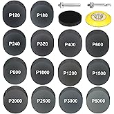 140Pcs 3 Inch Sanding Discs, Assorted 120-5000 Grit Silicon Carbide Wet/Dry Hook & Loop Sandpaper with 1/4" Shank Sanding Pad
