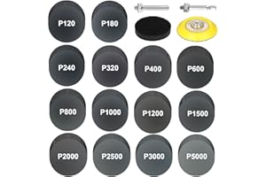 140Pcs 3 Inch Sanding Discs, Assorted 120-5000 Grit Silicon Carbide Wet/Dry Hook & Loop Sandpaper with 1/4" Shank Sanding Pad