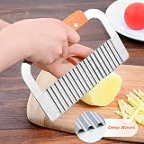 MOACC Crinkle Cutter Stainless Steel Potato Chip Slicer with Wooden Handle Set view 3