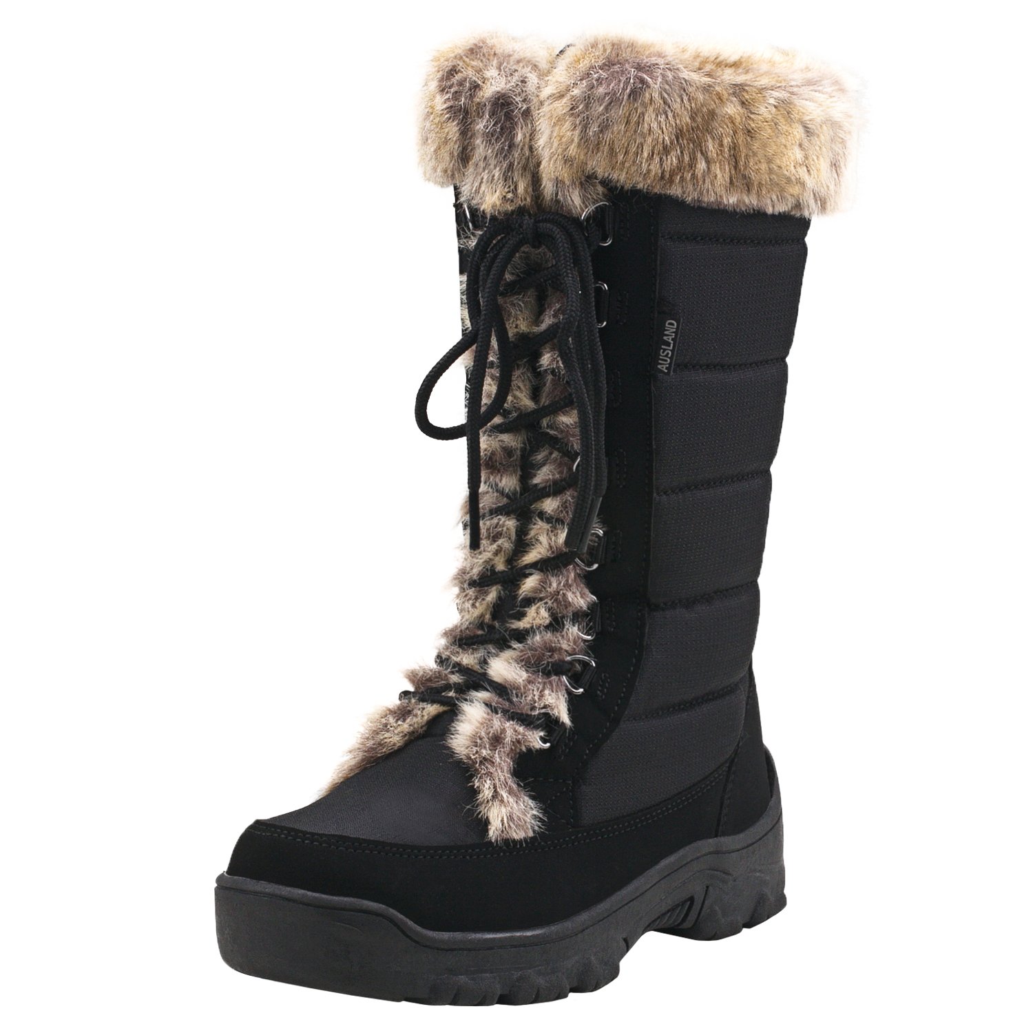 AUSLAND Women's Black Winter Snow Boots Twin Peaks