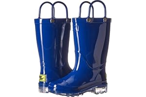 Western Chief Kids Waterproof Light Up Rain Boots With Handles for Easy On and Off for Boys and Girls