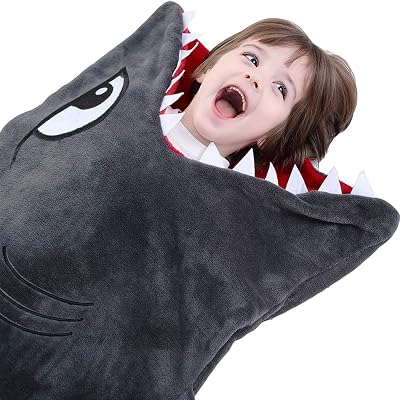 CozyBomB Cozy Shark Blanket for Kids 60x20in Flannel One Piece Hooded