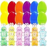 PARSUP 12PCS Easter Marble Eggs with Fidget Bunny for Easter Theme Party Favors, Supplies for Easter Egg Hunt, Basket Stuffers/Fillers, Classroom Prize Supplies Toddler Boys Girls