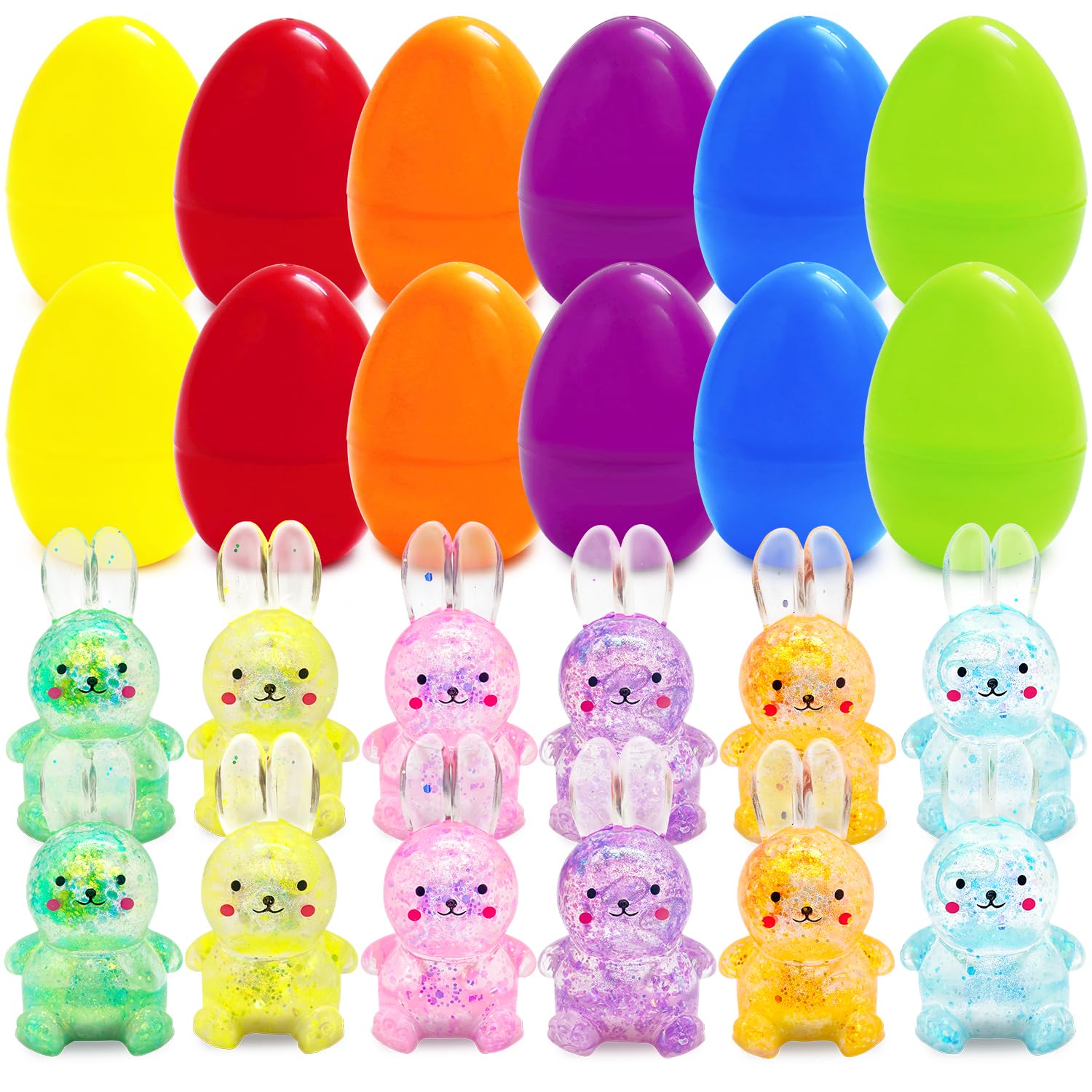 Photo 1 of ***PARTIAL SET /MISSING PIECES *** PARSUP Easter Marble Eggs with Fidget Bunny for Easter Theme Party Favors, Supplies for Easter Egg Hunt, Basket Stuffers/Fillers, Classroom Prize Supplies Toddler Boys Girls