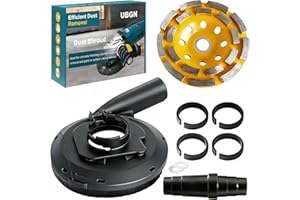 UBGN Dust Shroud for Angle Grinder 4.5 inch and 5 inch + Diamond Grinding Cup Wheel 4.5 Inch, Grinder Dust Shroud with 4 Sizi