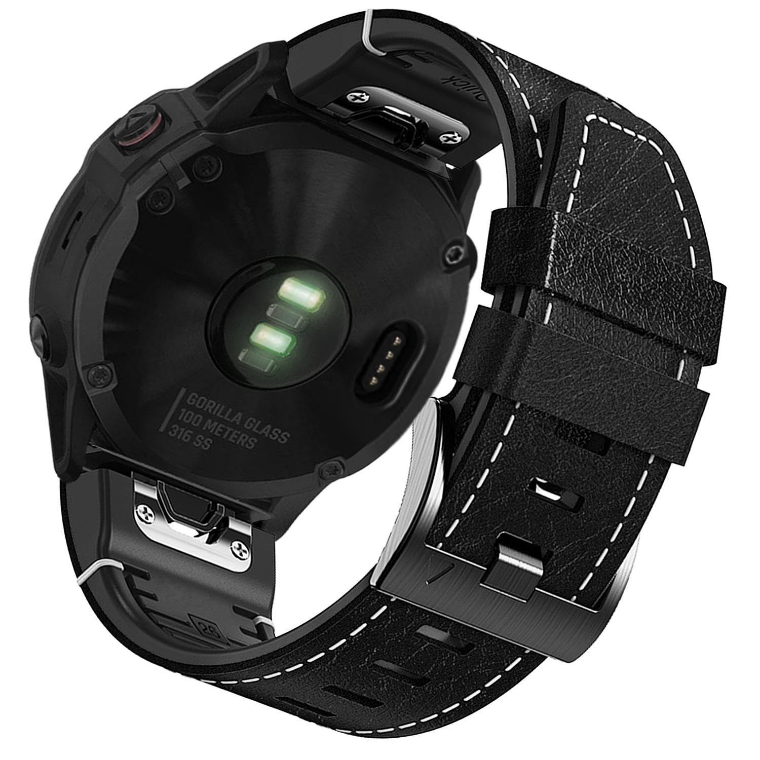 ahayo Quick Fit 26mm Watch Strap for Fenix 7X/ 6X/ 5X / EPIX Pro 51mm, Fiber Leather with Silicone Lining Stitches Soft Sweatproof Wristband for Garmin Enduro/Tactix 7 Pro (Black)