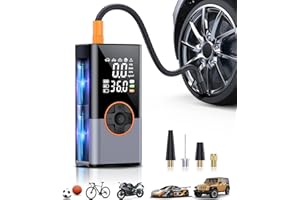 KUXISA Tire Inflator Portable Air Compressor, 150PSI & 2X Faster Inflation Air Compressor with Digital Pressure Gauge, Portable Air Pump for for Cars, Motorcycles, Bikes and Balls