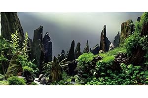 AWERT 72x18 inches Stone Column Aquarium Background River Bed & Lake Aquarium Aquatic Plant Fish Tank Background Vinyl Background
