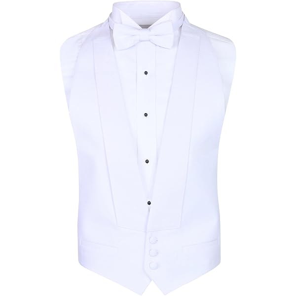 Tuxedo Park Men's White Pique Fullback Tuxedo Vest With Pre-Tied Bow Tie – All Sizes