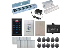 Visionis FPC-5327 One Door Access Control in Swinging Door 600lbs Maglock + VIS-3002 Indoor Use Only Keypad/Reader Standalone with Mini Controller + Wiegand 26, No Software, EM Card, 1000 Users Kit