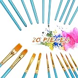 Aniyoo Paint Brushes 20 Pcs Set Nylon Hairs Wood Handles for Acrylic Watercolor view 9