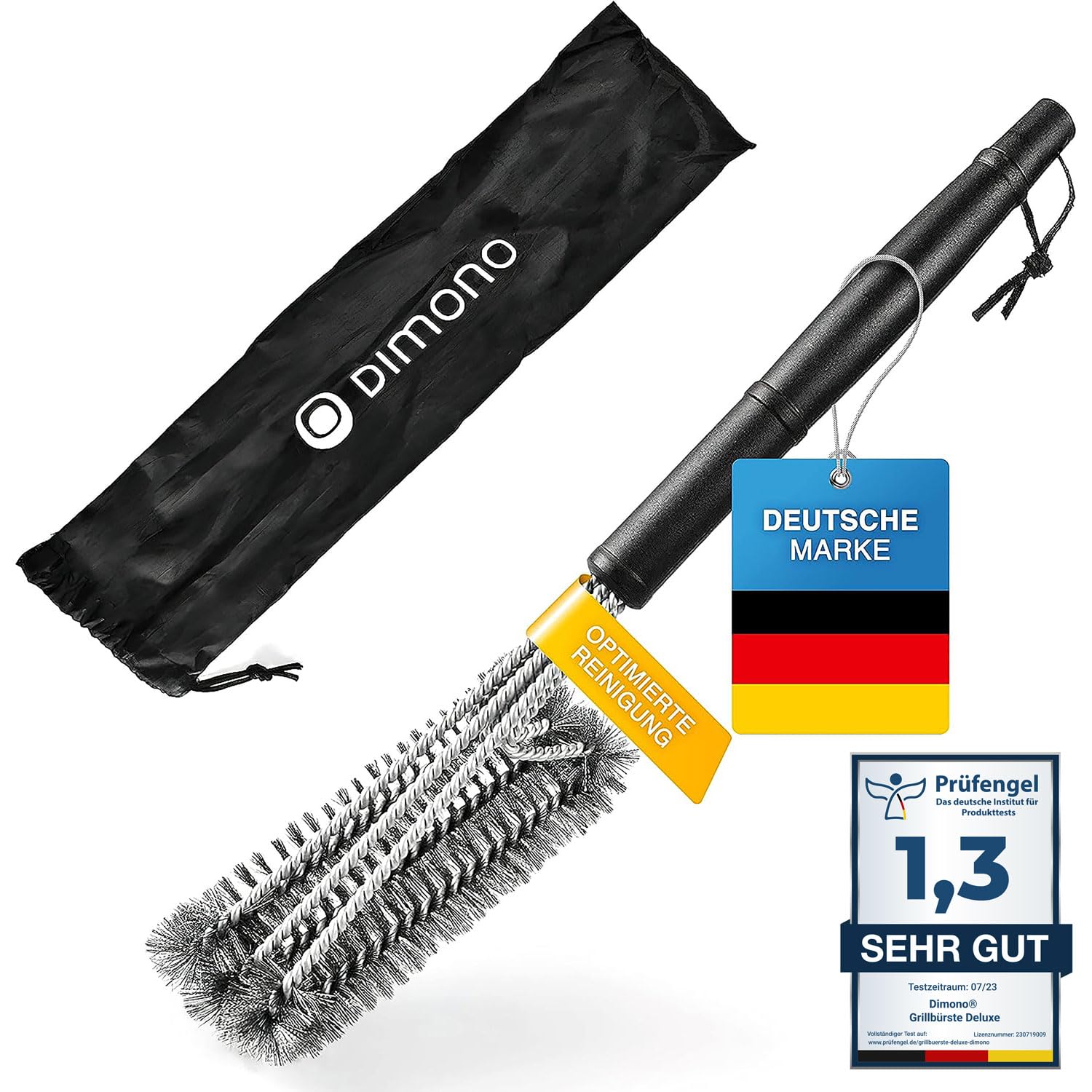 Dimono® Professional Grill Brush BBQ Brush for 360° cleaning made of stainless steel - clean outdoor, grill and barbecue faster (Standard)