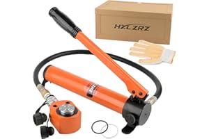 HZLZRZ 20 Ton Hydraulic Cylinder Jack with CP-180 Manual Hand Pump and Porta Power Kit - Industrial Mini Hydraulic Pump Cylinder for Machinery and Shipbuilding (RMC/201)