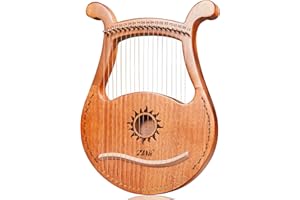 TienClef Lyre Harp 19 String Ancient Greece Style Note Shaped Helios Pattern Lyra Box Type Harp with Tuning Wrench and Instruction Guide for Adult kids and Beginner (Coffee) (L19HNB-C)