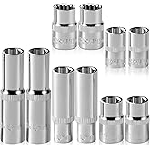 [10-Piece] 10mm Socket Set, 1/4-Inch &amp; 3/8-Inch Drive Impact Socket, 6-Point &amp; 12-Point, Deep and Shallow, Mirror Chrome Finish