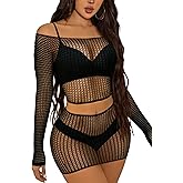 Buitifo Lingerie for Women Fishnet Babydoll Chemise Sexy Nightwear Teddy Dress