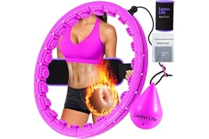 Leann L!fe 26 Knots 19”- 56”, U2 Type Weighted Hula Hoop for Adults Weight Loss, Infinity Hoop Plus Size, Child Adult Home Outdoors, Abdominal Toner,Free Waist Trimmer&Wash Bag,Pink