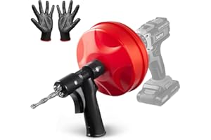 DUROFORT Drain Auger, 25 Ft Plumbing Snake Clog Remover, Use Manually or Powered Snake Drain Hair Removal Tool for Kitchen,Bathrom and Shower Sink, Comes with Gloves(red)
