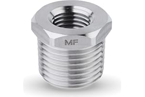 MAACFLOW MAACFLOW Stainless Steel 1/2" Male NPT to 1/4" Female NPT Adapter Reducer Hex Bushing (Thread OD 0.81" - ID 0.44") (Pack of 1)