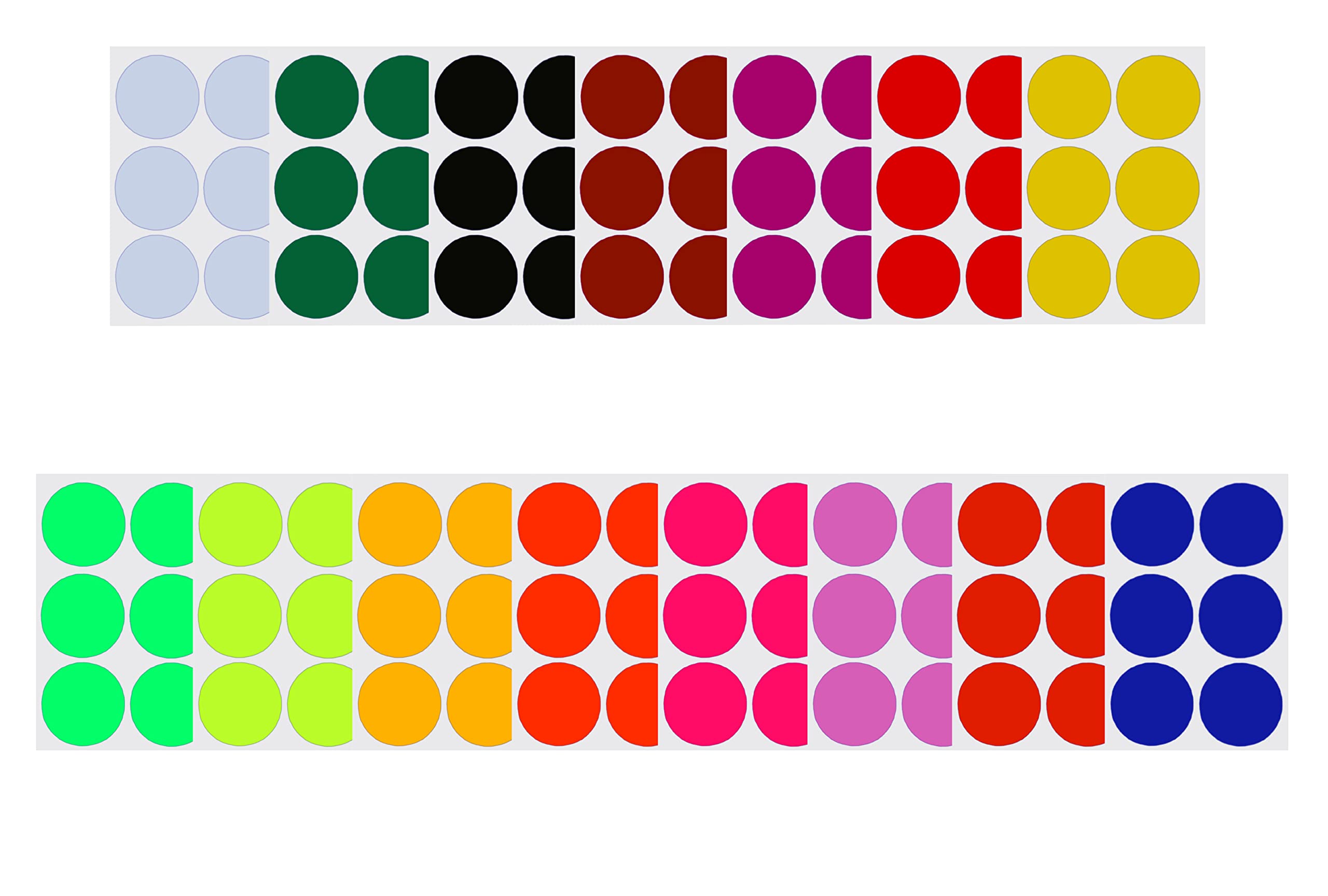 Round 2" Inch 15 Colors Combination - 50Mm Colored Coding Labels - Easy Peel Stickers - Permanent Adhesive - Two Inch Dots - 90 Pack
