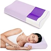EGOHOME Cooling Gel Memory Foam Pillow, Contour Neck Support, Reversible | Ergonomic Pillow, Removable Washable Cover, For Hot &amp; Side &amp; Back Sleepers, Medium Firm, Standard Size, All-Season, Purple