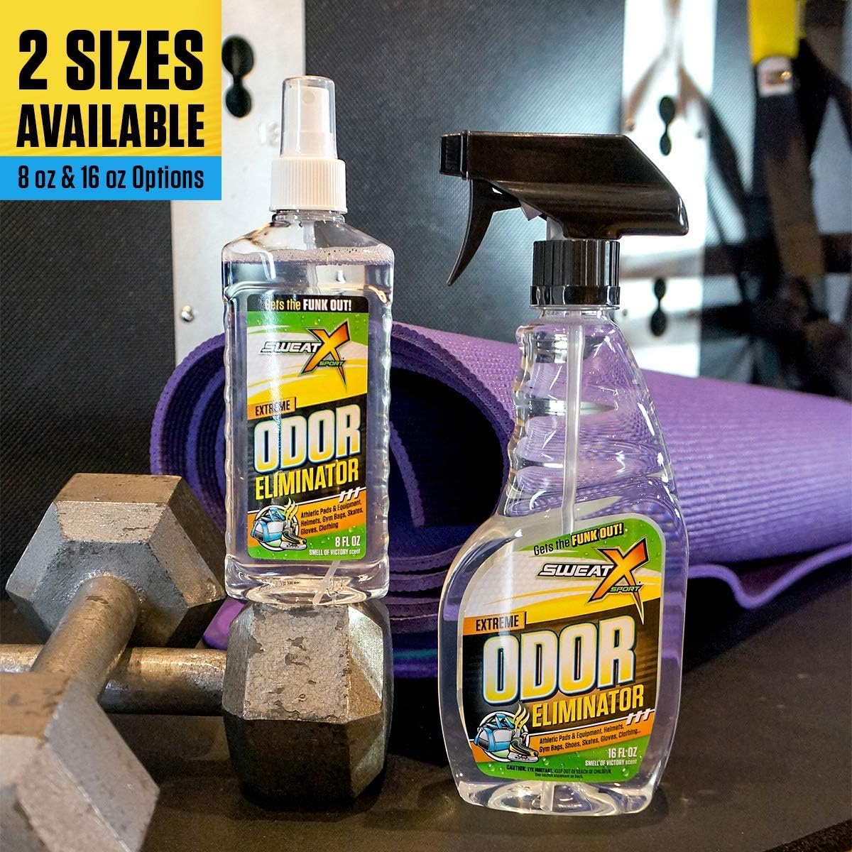 Sweat X Sport Extreme Odor Spray, Multipurpose Deodorizer for Stinky Shoes, Sports Equipment and All Odors, 8 Ounce Concentrated Formula, No Washing Required: Home & Kitchen