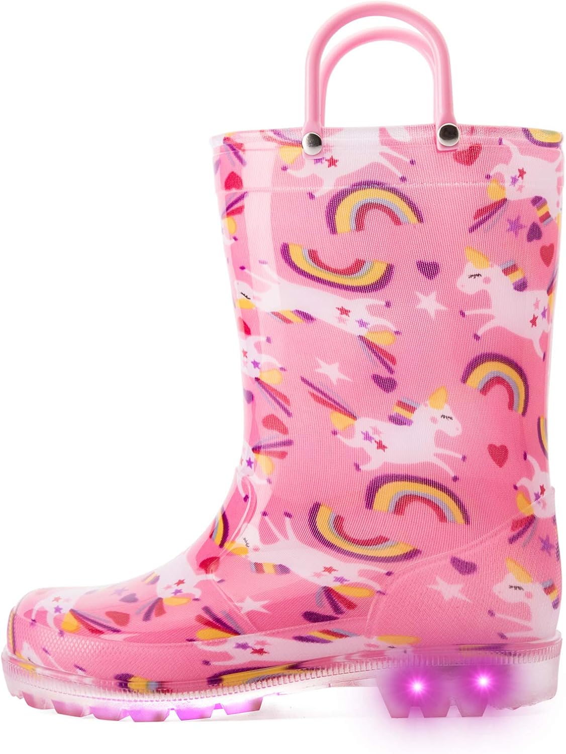 K KomForme Kids Rain Boots, Waterproof Light up Boots with