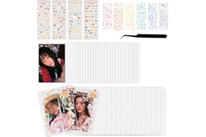 Baskiss Photocard Holders and Sticker Deco Kit, 15 Hard Toploaders, 50 Ultra Thick Sleeves, Idol Album Photo Clear Protector for Kpop Photocards, Polaroids, Photos (Joyful Celebration)