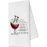 OTOUO Wine Kitchen Towels, Wine Gifts for Women Christmas Hand Towels, Gifts for Wine Lovers Christmas Dish Towels Tea Towels for Kitchen, Wine Kitchen Decor, Christmas Bar Decor, 16x24 Inch
