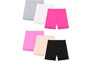 Ruisita 6 Pack Girls Lace Shorts Dance Shorts Girls Bike Shorts Breathable Safety Shorts 6 Colors