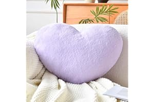 XVTRU Heart Pillow, Soft Heart Shaped Pillow, Cute Faux Rabbit Fur Room Decorative Throw Pillow, Lavender 19.6"x15.7" Heart Plush Cushion for Couch Bed Kid Girls Women Valentine's Day Gift
