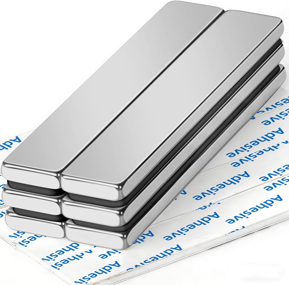 FINDMAG 6 Pack Neodymium Magnets with Double-Sided Adhesive Bar Magnets