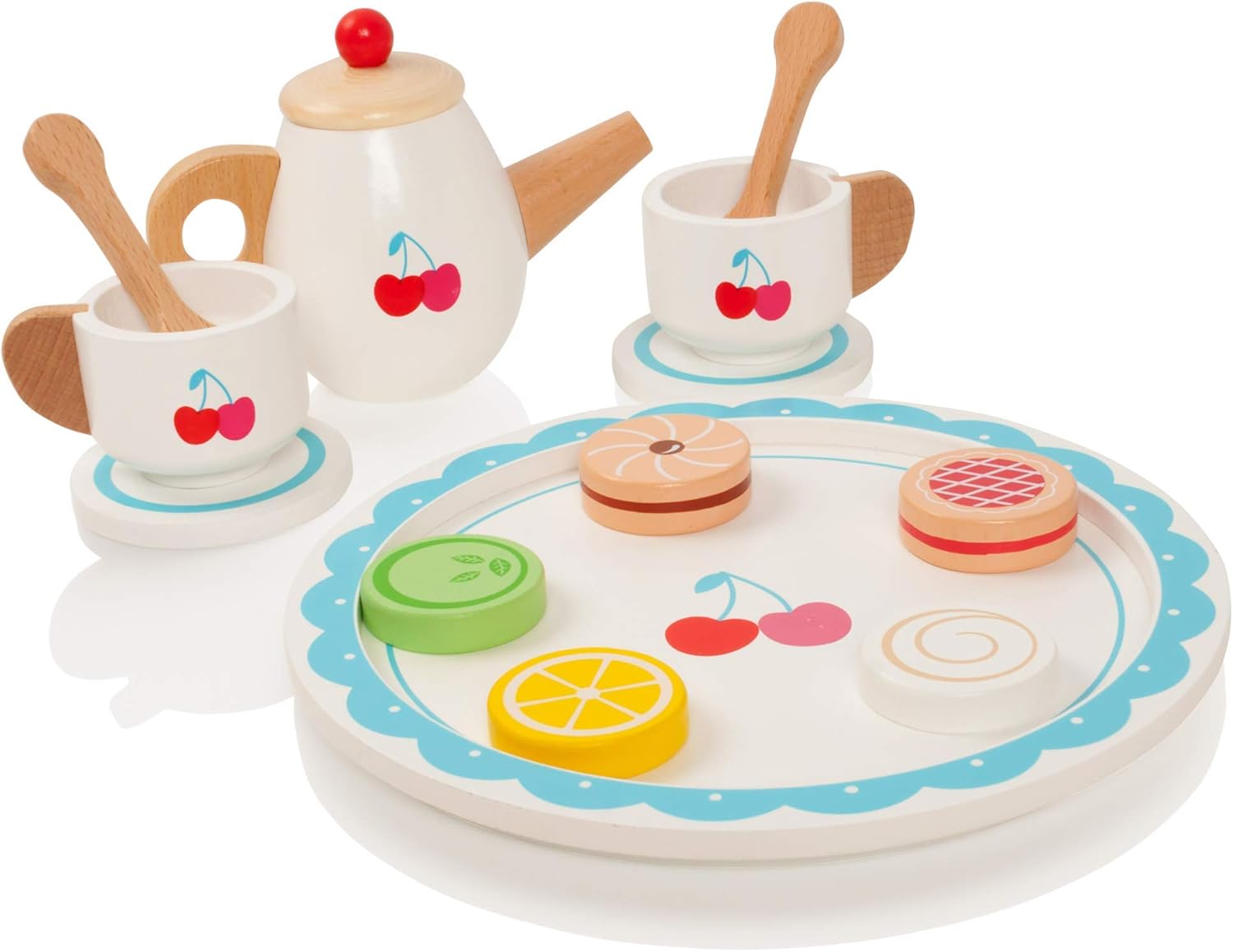 Milly & Ted Wooden Cherries Tea Party Teaset Childrens Pretend Play